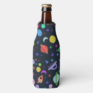 Let's Get Some Space Planets & UFOs Pattern Bottle Cooler
