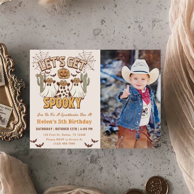 Let's Get Spooky 5th Birthday Western Party Photo Invitation (Creator Uploaded)