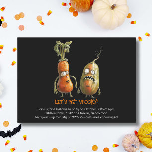 LET'S GET SPOOKY!  Black Halloween  Invitation