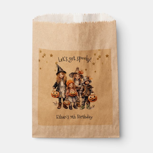 Let's get spooky! Costume kids birthday party Favour Bag (Front)