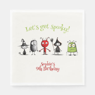 Let's get spooky! Creepy monsters kids birthday Napkin