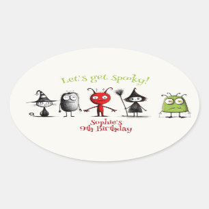 Let's get spooky! Creepy monsters kids birthday Oval Sticker