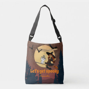 Let's Get Spooky Custom Name Happy Halloween Crossbody Bag