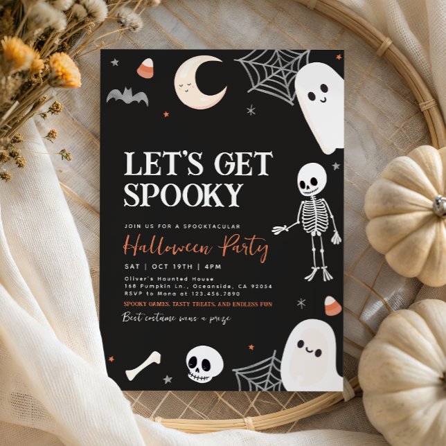 Let's Get Spooky Cute Ghost Halloween Party Invitation (Creator Uploaded)