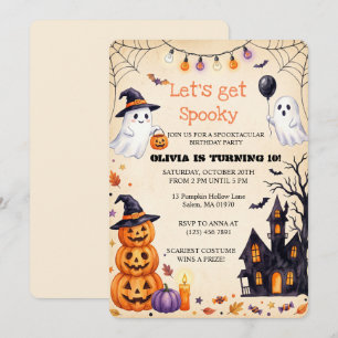 Let's Get Spooky Cute Halloween Birthday Invitation