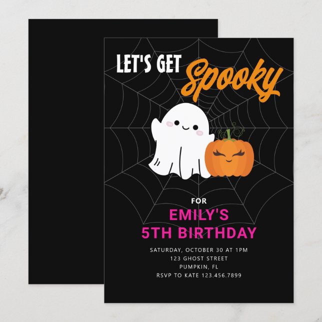 Let's Get Spooky Cute Halloween Fun Birthday Party Invitation (Front/Back)