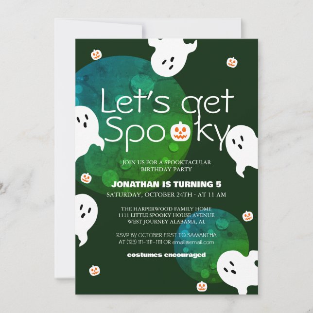 Lets Get Spooky Fun Halloween Birthday Kids Party Invitation (Front)