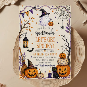 Lets Get Spooky Fun Kids Halloween Birthday Party Invitation