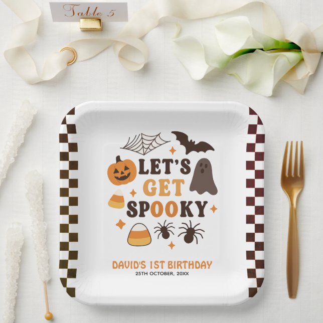 Let's Get Spooky Halloween Birthday  Paper Plate (Wedding)