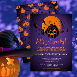 Let's Get Spooky Halloween Birthday Party  Invitation<br><div class="desc">Modern Halloween design for spooktacular birthday party with scary pumpkin and orange moon purple background. A gender-neutral design,  perfect for October celebrations! Template is easy to personalise.</div>