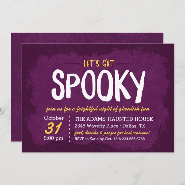 Let's Get Spooky Halloween Costume Party Invitation (Front/Back)