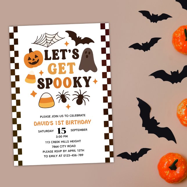Let's Get Spooky Halloween Cute Birthday  Invitation (Creator Uploaded)