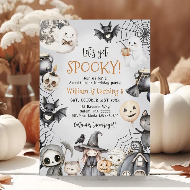 Let's Get Spooky Halloween Cute Ghost Birthday Invitation (Creator Uploaded)