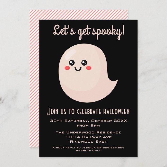 LET'S GET SPOOKY HALLOWEEN PARTY INVITATION (Front/Back)