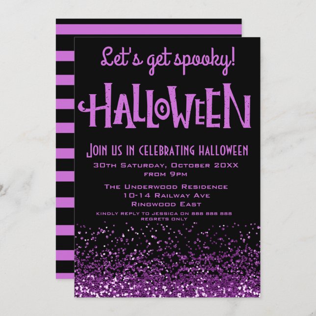 LET'S GET SPOOKY HALLOWEEN PARTY INVITATION (Front/Back)