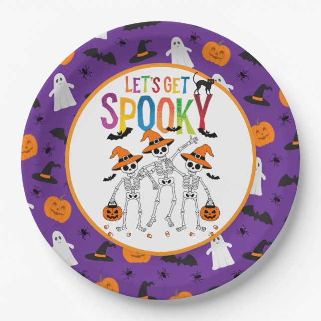 Let's Get Spooky Halloween Party Paper Plate (Front)