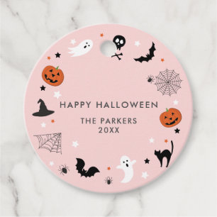 Let's get spooky Halloween Party Pink Favour Tags