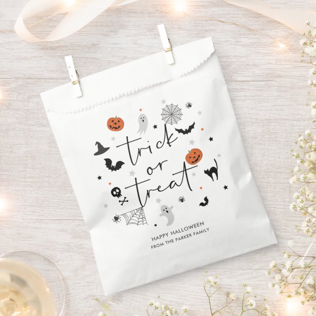 Let's get spooky Halloween Party white Favour Bag (Clipped)