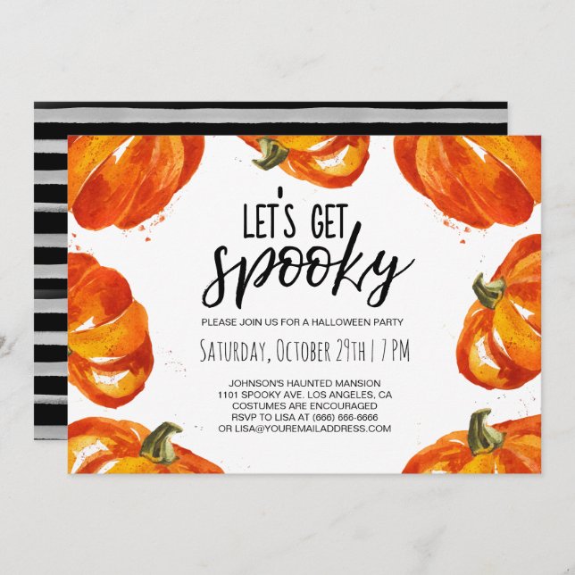 Let's get Spooky Halloween Pumpkin Party Invitation (Front/Back)