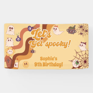 Let's get spooky halloween retro kids birthday banner