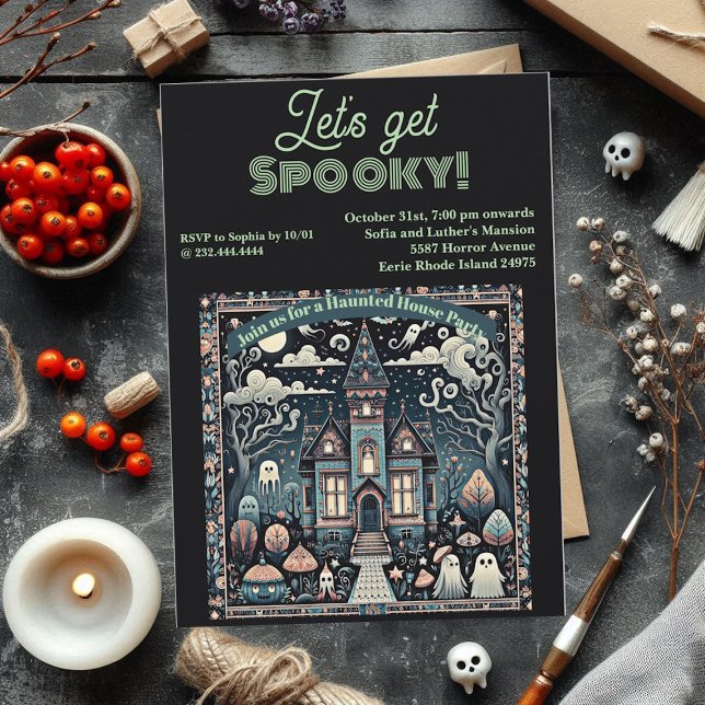 Lets get Spooky Haunted House Ghost & Ghoul Party  Invitation (Spooky Haunted House Ghost & Ghoul Party Invitation)