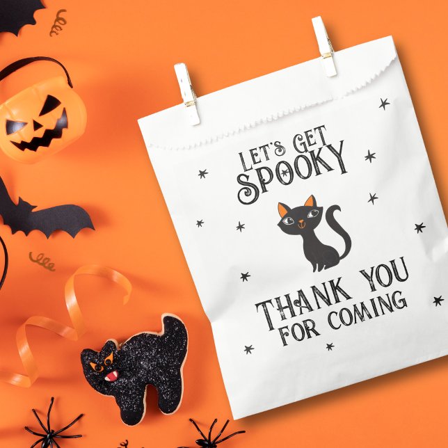 Let's Get Spooky Retro Cat Gothic Typography Favour Bag (Creator Uploaded)