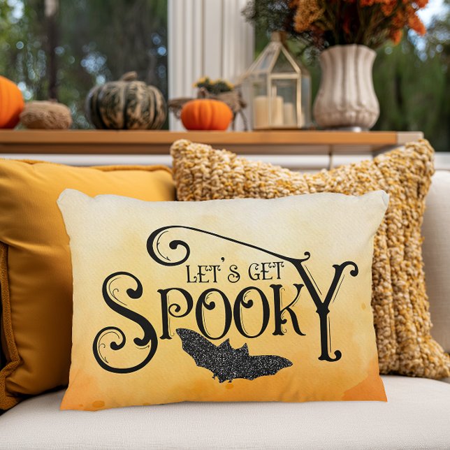 Let's Get Spooky Sparkly Halloween Decorative Cushion (Let's Get Spooky Decorative Halloween Throw Pillow)