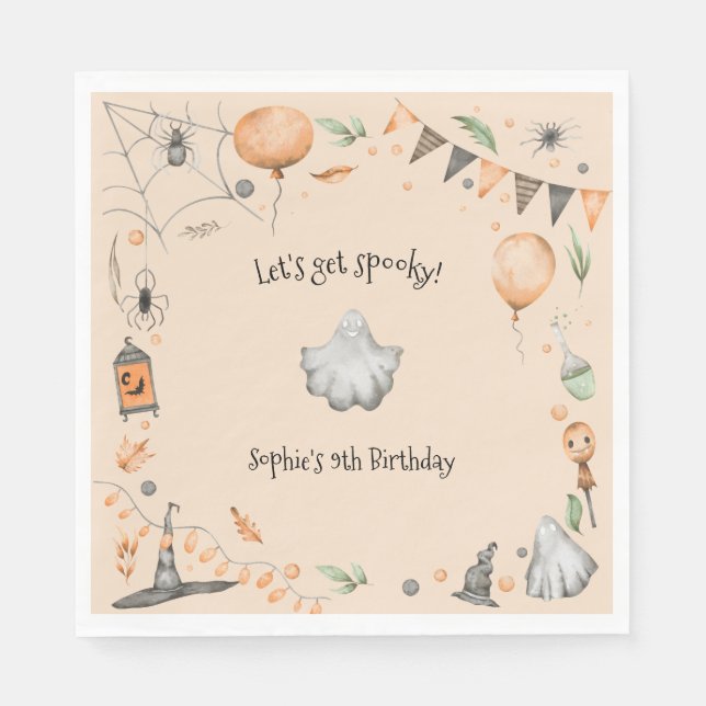 Let's get spooky! Spooktacular kids birthday party Napkin (Front)