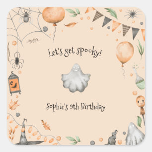 Let's get spooky! Spooktacular kids birthday party Square Sticker