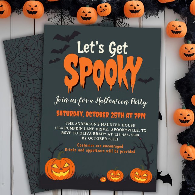 Let's Get Spooky Vintage Retro Halloween Party Invitation (Let's Get Spooky Vintage Retro Halloween Party Invitation)