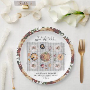 Let's get Stuffed Thanksgiving Friendsgiving Paper Plate