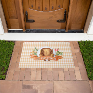 Let's Get Stuffed Thanksgiving Turkey  Doormat