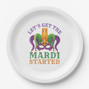 Let's Get the Mardi Started Mardi Gras Party Paper Plate