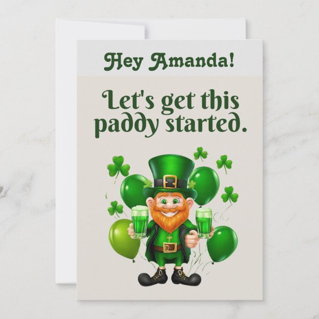 Let's Get This Paddy Going -St. Patrick's Day Card (Front)