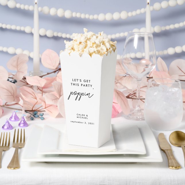 Let's Get This Party Poppin Wedding Popcorn Favour Box (Wedding)