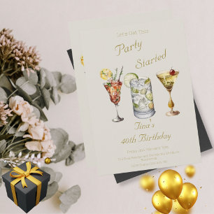 Let's Get this Party Started Adult 40th Birthday Invitation