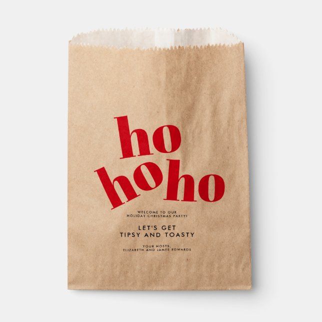 Let's Get Tipsy and Toasty Hohoho Christmas Party Favour Bag (Front)