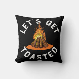 Let's Get Toasted Campfire Funny Camping Cushion
