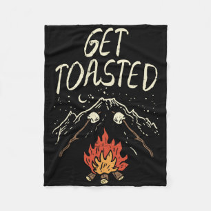 Lets Get Toasted Camping Nature Hiking Campfire Ca Fleece Blanket