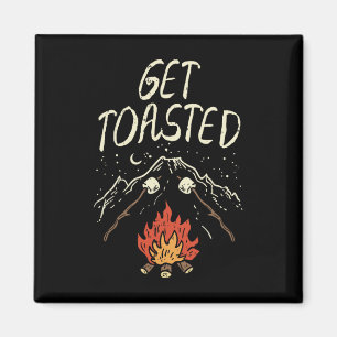 Lets Get Toasted Camping Nature Hiking Campfire Ca Magnet