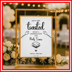 Lets Get Toasted Marshmallow Campfire Wedding Sign