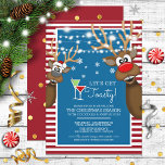 Let's Get Toasty Christmas Cocktail Party Invitation<br><div class="desc">Funny Christmas cocktail party invitation featuring two of Santa's reindeer.</div>