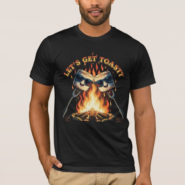 Let's Get Toasty Funny Campfire Marshmallows T-Shirt (Front)