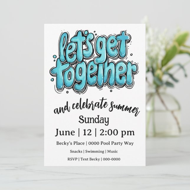 Let's Get Together and Celebrate Invitation (Standing Front)