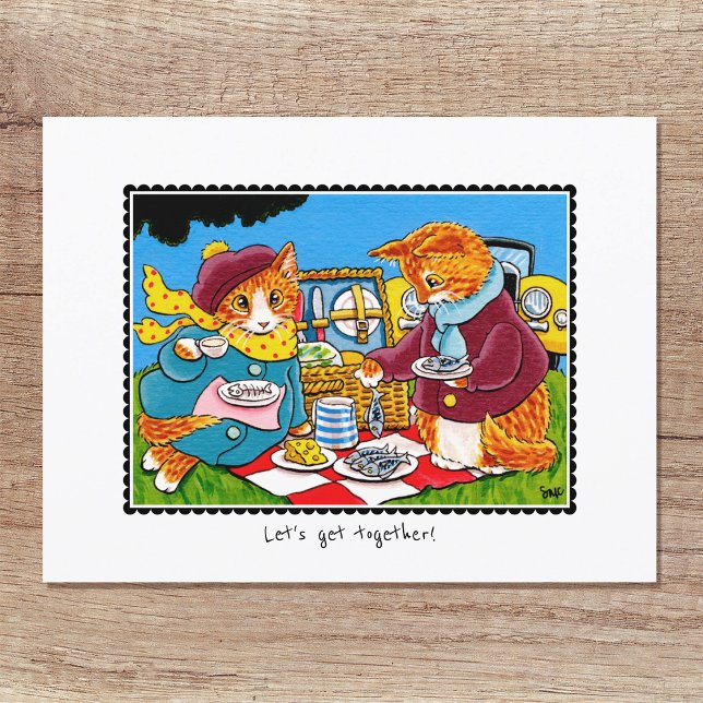 'Let's get together' Kitty Cat Custom Postcard (Creator Uploaded)