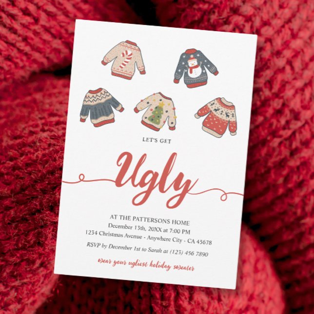 Lets Get Ugly Christmas Sweater Holiday Party Invitation (Creator Uploaded)