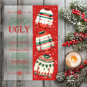 Let's Get Ugly Christmas Sweater Party Acrylic Invitations