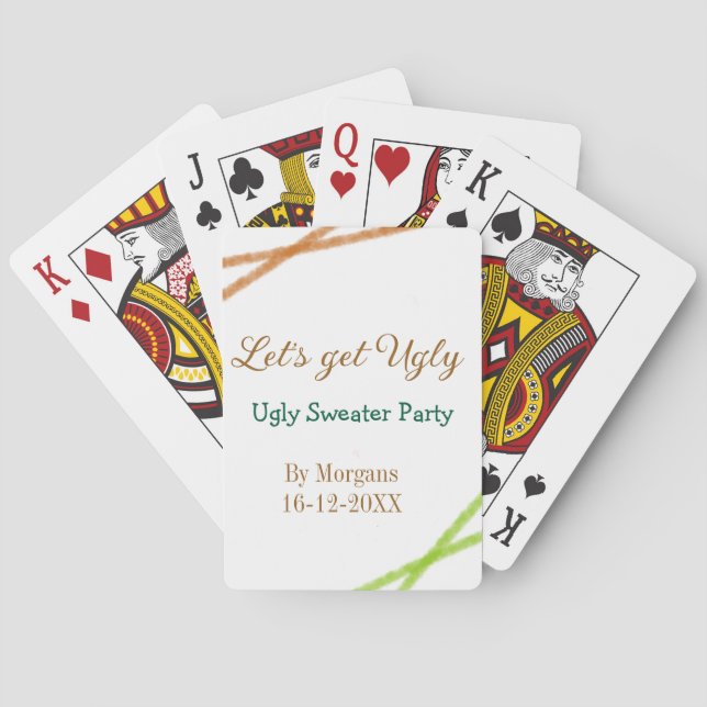 Let's get ugly Christmas ugly sweater Partyorange  Playing Cards (Back)