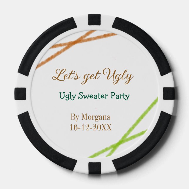 Let's get ugly Christmas ugly sweater Partyorange  Poker Chips (Front)