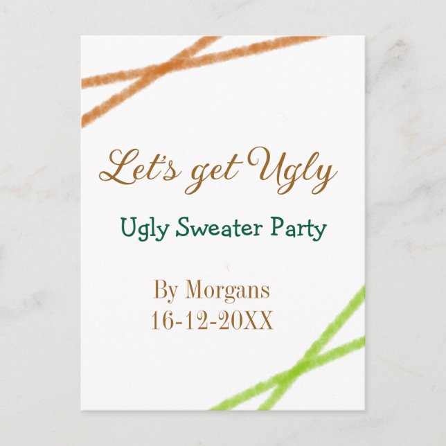 Let's get ugly Christmas ugly sweater Partyorange  Postcard (Front)
